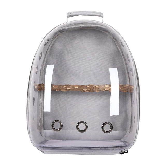 Bird Carrier Bag Cage Parrot Pet Backpack Portable with Standing Perch Approved Gray