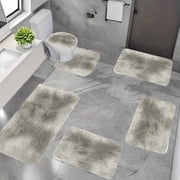 Bathroom Rugs Mat 6 Set, EDHITNR Extra Soft Absorbent Non-Slip Bath Rugs, Quick Dry Machine Washable Velvet Fleece Bath Mats for Whole Room Floor Tub Shower