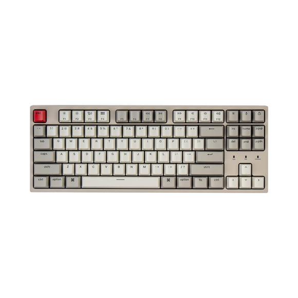 Keychron C1 Clavier Mécanique Filaire pour Mac, Keychron Interrupteur Mécanique Rouge/câble USB Type-C/clés ABS Double-Temps Clavier d'Ordinateur Sans Touches 87 Touches pour PC Windows