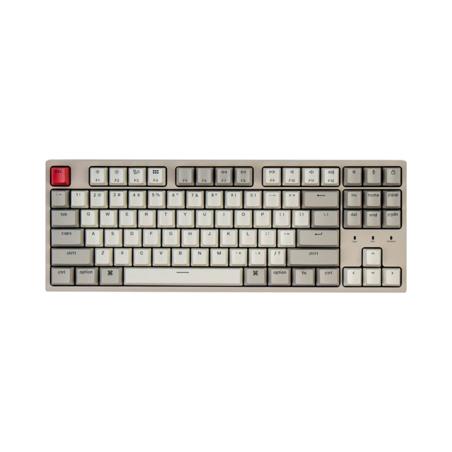 Keychron C1 Clavier Mécanique Filaire pour Mac, Keychron Interrupteur Mécanique Rouge/câble USB Type-C/clés ABS Double-Temps Clavier d'Ordinateur Sans Touches 87 Touches pour PC Windows