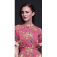 thumbnail image 2 of Bimba Rayon Black Berry & Yellow Sparrow Bird Womens Printed Side Slit SummerDressLong Maxi Gown-Small, 2 of 6