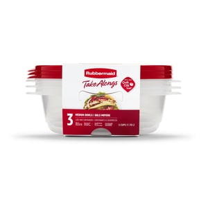 Rubbermaid TakeAlongs Round Food Storage Containers, 1.18 L (5 Cup), Ruby Red, 3 Pack
