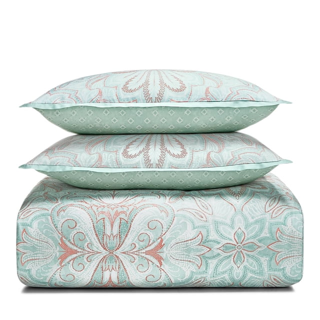 Sky Martina 300 TC 100% Cotton 3-Pc. Comforter Cover Set, Mint, STANDARD