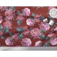 thumbnail image 2 of Soimoi Red Rayon Fabric Leaves & Floral Decor Fabric Printed BTY 42 Inch Wide, 2 of 3