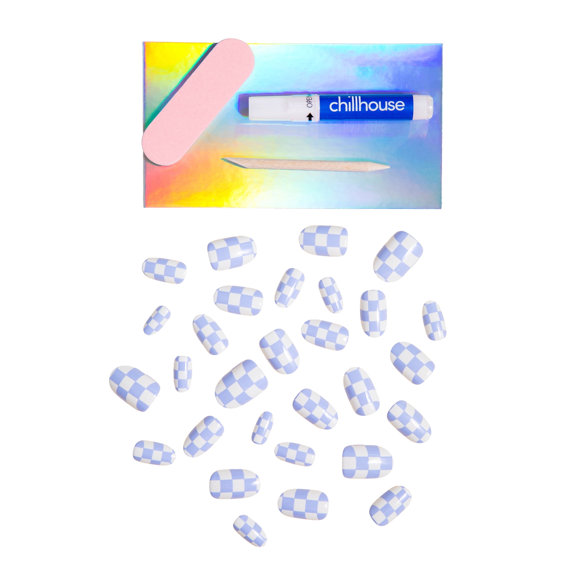 Chillhouse - Press Ons Tips Nails - Almond - Checked Out - 30 Tips