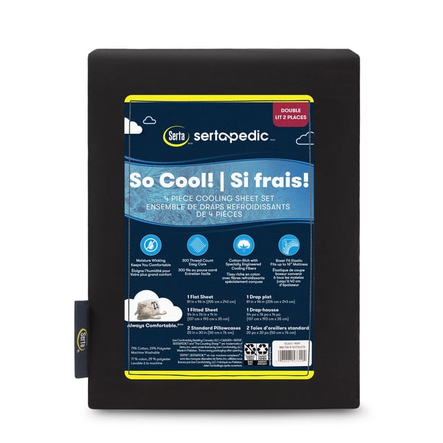 Sertapedic So Cool! 4pc Cooling Sheet Set - Black