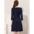 thumbnail image 4 of INSPIRE CHIC Women's Square Neck Ruffle Trim Sheer 3/4 Sleeve Chiffon Mini Dress 2 M, 4 of 5