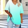 thumbnail image 1 of Ovbmpzd Light Blue Womens Tops Plus Size Short Sleeve V-Neck Gradient Color Comfy Blouses Women Tank Tops XXL, 1 of 6