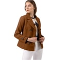 thumbnail image 1 of INSPIRE CHIC Women's Winter Worsted Notched Lapel Double Breasted Short Peacoat, 1 of 6