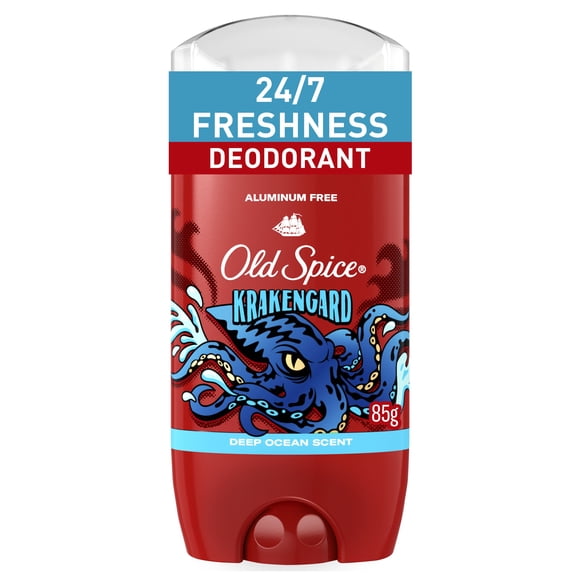 Old Spice Aluminum Free Deodorant for Men, 24/7 Freshness, Long Lasting Odor Protection, Legendary Fragrance, Krakengard, Deep Ocean Scent