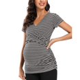 thumbnail image 4 of Vêtements de Grossesse Offres de l'Action de Grâce Liquidation Été Vêtements de Maternité pour Femmes Col Rond Manches Courtes Volants Pli Hauts de Grossesse, 4 of 5