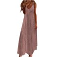 thumbnail image 2 of Wiyuqeen Robes d'Invitée de Mariage pour Femmes, Robe Maxi à Bretelles Spaghetti Ajustables, Col en V, Broderie Oeillets, Robe d'Été, Robes de Plage Unies, 2 of 6