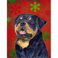 thumbnail image 1 of Carolines Treasures SS4731CHF Rottweiler Rouge et Vert Flocons de Neige Vacances Noël Drapeau Toile - Taille de la Maison, 1 of 4