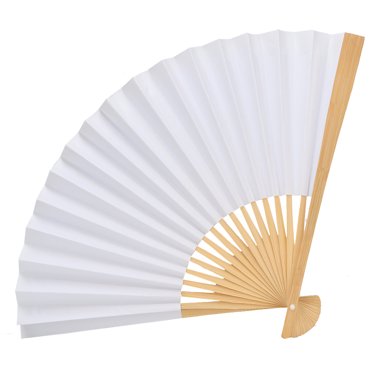 Sonew White DIY Paper Wood Folding Fan Calligraphy Painting Drawing Fans Decor Gift,White Paper Fan, Paper Fan