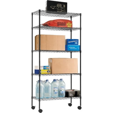BestOffice Étagères de Rangement 14 Pouces X 30 Pouces X 60 Pouces, Robustes, à 5 Niveaux, en Fil Métallique, Noires