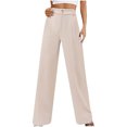 thumbnail image 1 of Diufon Womens High Waisted Pants Solid Color Wide Leg Pants Button Business Straight Trousers with Pockets, 1 of 6