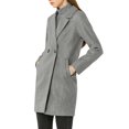 thumbnail image 4 of INSPIRE CHIC Women's Double Breasted Lapel Raglan Long Sleeve Mid Length Overcoat M Grey, 4 of 8