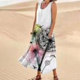 thumbnail image 4 of TJAZFJPA Robe Blanche à Manches Longues Mode Femme Col Rond Décontractée Imprimé Pissenlit 3D Sans Poignets Poche Longue Robe Débardeur Robe Décontractée Robes de Plage Robe Maxi d'Été, 4 of 6