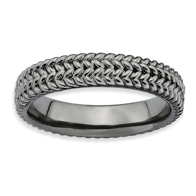 Bague Plaquée Noire en Argent Sterling Stackable Expressions Taille 10