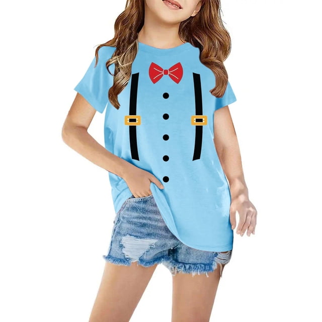 Penkiiy T-Shirts Garçons Filles Imprimés 3D Graphiques Col Rond Manches Courtes pour Enfants 11 Ans Bleu