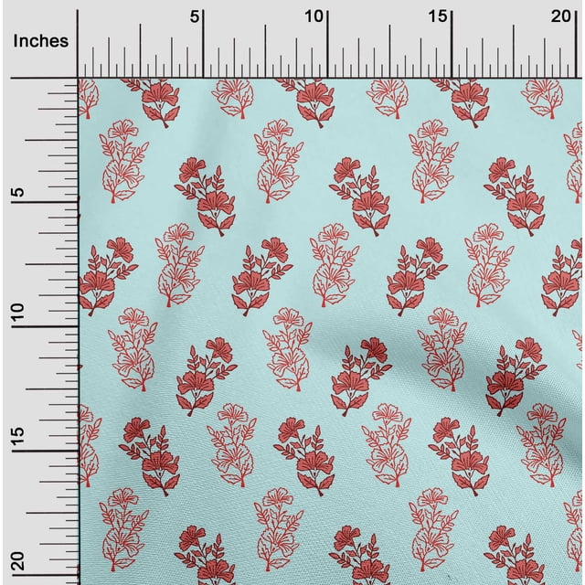 oneOone Cotton Flex Baby Blue Fabric Floral Block Sewing Craft Projects Fabric Prints By Yard 40 Inch Wide