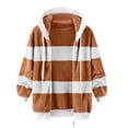 thumbnail image 4 of TIMIFIS Womens Winter Fuzzy Fleece Jacket Hooded Color Block Patchwork Cardigan Coats Outerwear Fashion-KhakiFall/Winter, 4 of 5