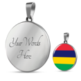 thumbnail image 3 of Mauritius Flag Necklace Circle Pendant Stainless Steel or 18k Gold 18-22", 3 of 7