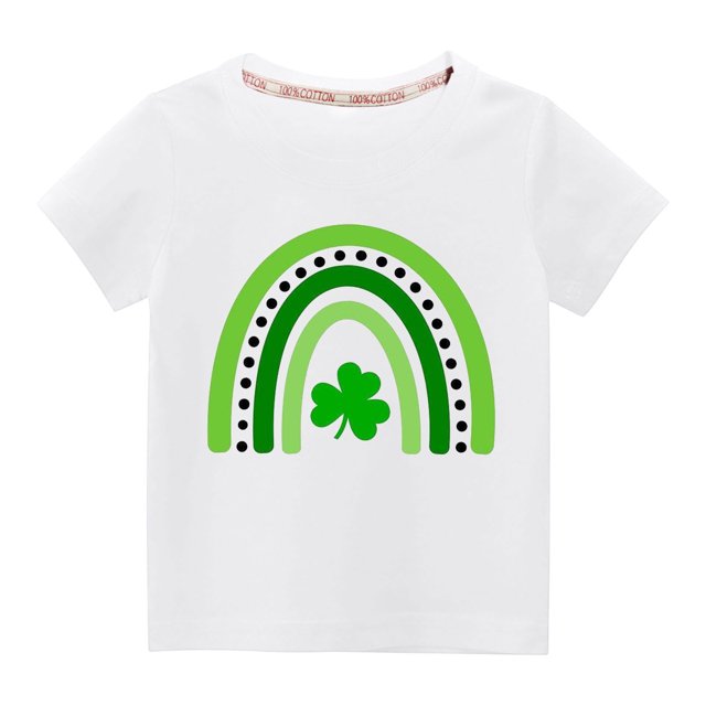 MeetoTime T-Shirts Décontractés à Manches Courtes Imprimés pour la Saint-Patrick pour Garçons et Filles, Chandails à Col Rond pour Enfants
