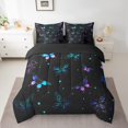 thumbnail image 2 of Gradient Butterfly Bedding Set King Size, Colorful Shiny Stars Soft Comforter Set, Galaxy Kids Girls (Comforter+Fitted+Flat Sheet+2 Pillowcases+2 Throw Pillow Covers) 7 Pieces Bed Set, 2 of 5