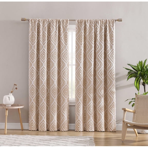 Panneau de fenêtre simple occultant avec passe-tringle à clip Jacquard