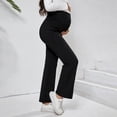 thumbnail image 4 of Maternity Flare Pants Over The Belly Stretchy Wide Leg Trousers For Pregnancy Comfortable Work Pants With Pockets, 4 of 5
