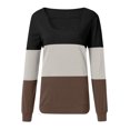 thumbnail image 3 of Pompotops Mode Femme T-Shirt à Manches Longues Col Rond Été Patchwork Blouse Ample, 3 of 5