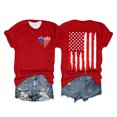 thumbnail image 2 of Hauts de Printemps pour Femmes Jour de L'Indépendance Drapeau Col Rond Imprimé Lettre Manches Courtes T-Shirts Surdimensionnés pour Femmes Rouge L, 2 of 4