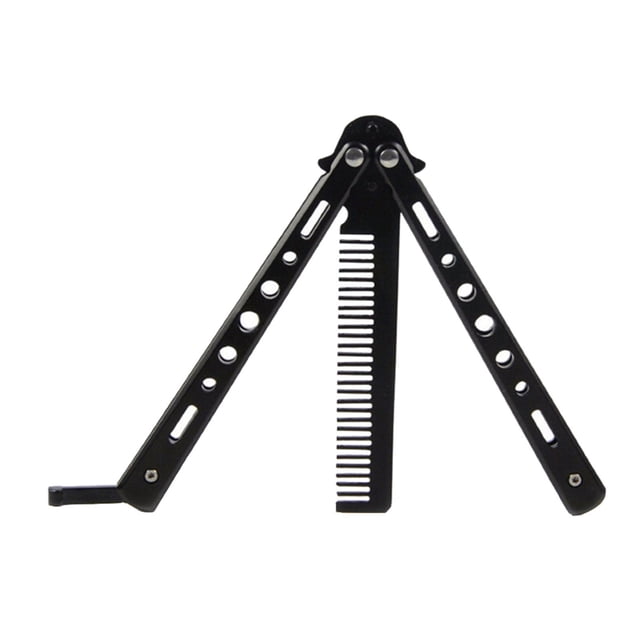 HHBEAUTY Butterfly Knife, Combs Stainless Steel Folding Practice Combs Hair Styling Tools for Sport Outdoor Use