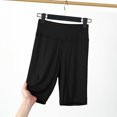 thumbnail image 2 of Timegard Womens Shorts Cotton Linen Elastic Waist Solid Color Summer Knee Length Trousers with Pockets, 2 of 3