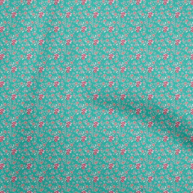 oneOone Tissu Georgette Viscose Vert Mer Matériel de Robe Baroque Tissu Imprimé Tissu au Mètre 42 Pouces de Large