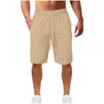 thumbnail image 2 of JDQJBZ Men's Casual Linen Shorts Stripe Print Drawstring Pocket 5 Inch Summer Shorts, 2 of 5
