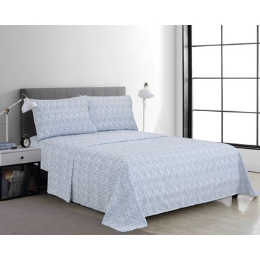 Swift Home 3-Piece Printed Sheet Set, Blue Floral, Twin Size