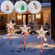 ZZkhGO Solar Christmas Lights, Star Snowflake Garden Lamp, IP55 Waterproof Outdoor Light for Patio Yard Walkway