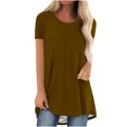 thumbnail image 1 of Pisexur Womens Summer Plus Size Tops Casual Solid Color Blouses Short Sleeve Shirts Flowy Pleated Tunic Tops, 1 of 5