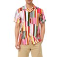 thumbnail image 1 of INSPIRE CHIC Chemises à Rayures pour Hommes à Manches Courtes, Boutonnées, Chemise Hawaïenne Imprimée S Rose Rouge, 1 of 6