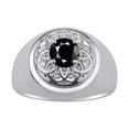 thumbnail image 1 of RYLOS Men's Rings 14K White Gold Designer Gypsy 7MM Round Gemstone &  Sparkling Diamond Ring Onyx October  Size 11, 1 of 5