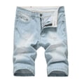 thumbnail image 1 of Pisexur Half Shorts Jeans Men's Ripped Trunks Stretchy Washed Jeans Trunks Cut-Off Classic Fit Biker Jeans Trunks, 1 of 4