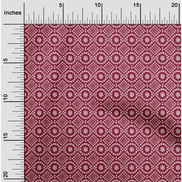 oneOone Cotton Silk Carmine Red Fabric Geometric Bandhani Craft Projects Decor Fabric Printed By The Yard 42 Inch Wide
