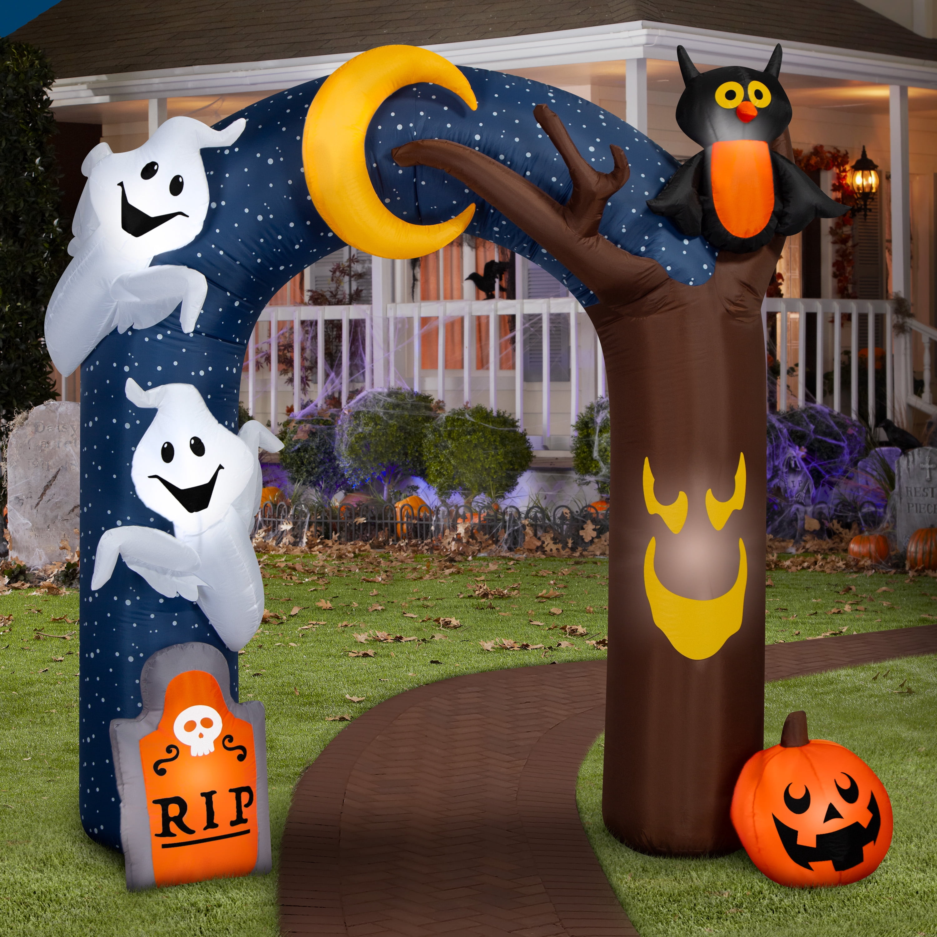Decoration gonflable lumineuse d'Halloween pour jardin ScÃ¨ne de nuit d'Halloween en arche 89.76 po x 33.46 po x 90.15 po x 5.00 lb