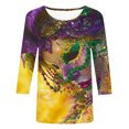 thumbnail image 4 of Penkiiy Blouse Carnaval Manches 3/4 Chemise de Printemps Quotidienne Tee Imprimé Masque Blouse Mardi Gras Col Rond 2024 Tee Tunique Habillée S Multicolore, 4 of 5