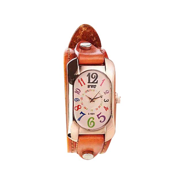 HBFAGFB Women's Watch Quartz Leather Strap Rectangular Colored Digital Watch Cute Dress H