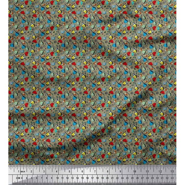 Soimoi Poly Georgette Fabric Scientific Lab Equipments Education Theme Printed Fabric 1 Yard 42 Inch Wide