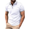 thumbnail image 2 of Jovati Chemise Décontractée à Manches Courtes à Col Rabattu pour Hommes, Tissu en Polyester, Coupe Confortable Respirante, Design Uni, Lavable à la Machine, Épaisseur Standard, 2 of 10
