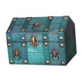 thumbnail image 4 of Rongfmy Pirate Treasure Chest Solid Wood Handmade Photo Props Decorative Storage Box Green, 4 of 9
